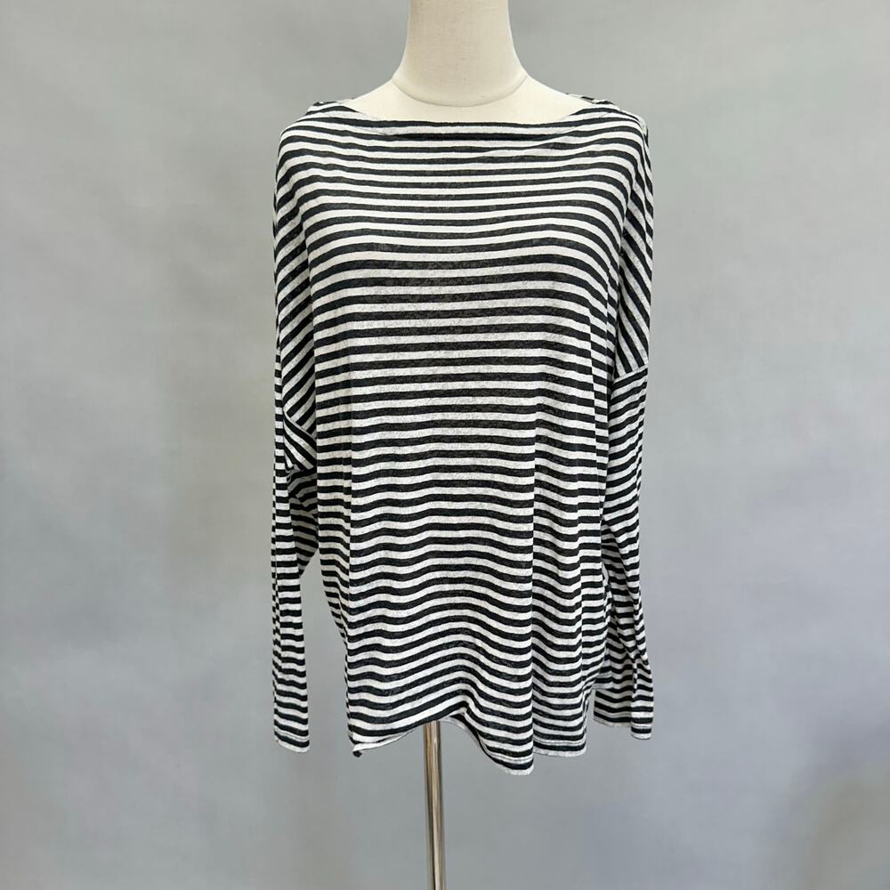 Allsaints Rita stripe‎ burnout long sleeve boatneck top Size Small boxy